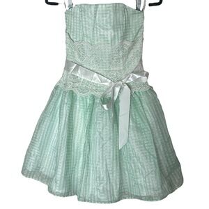 Jessica McClintock Gunne Sax Vintage Lace Plaid Dress Size 3/4